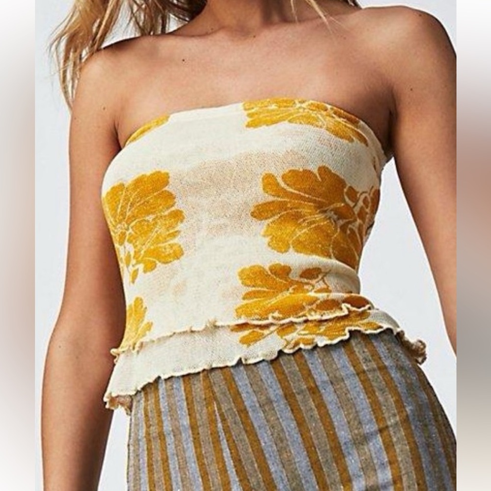 Free People yellow poppy tube top